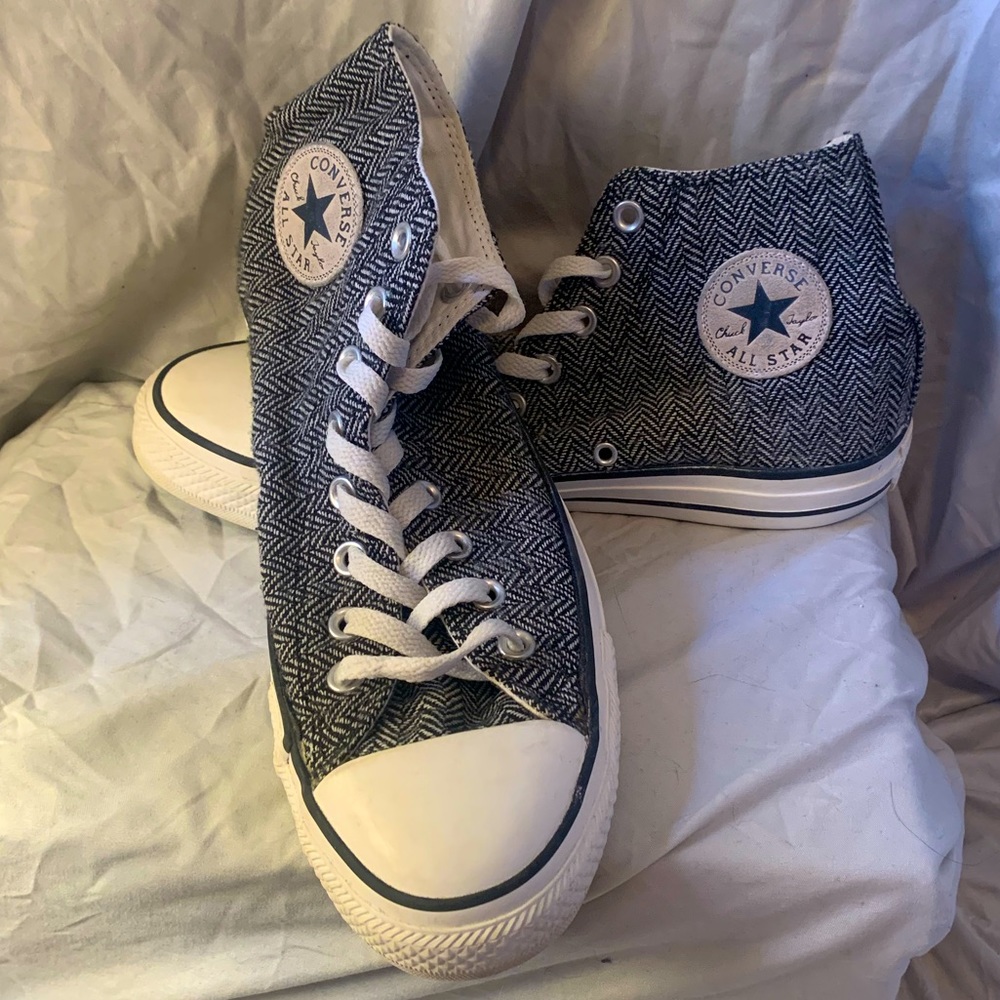 Converse, hi-tops, black herringbone, 8M/10W